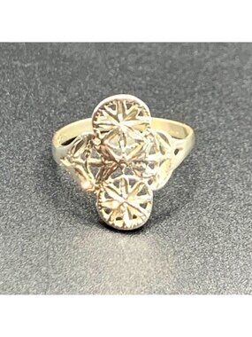Pierced Filigree Design Statement Ring Solid Sterling Silver 925 Size 7.75